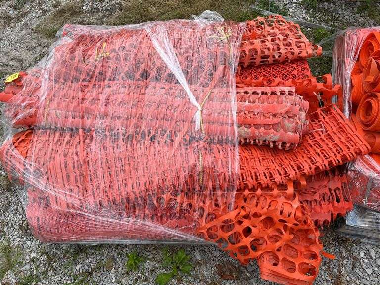2 Pallets of Orange Safety Fence, Some Rolls Unused