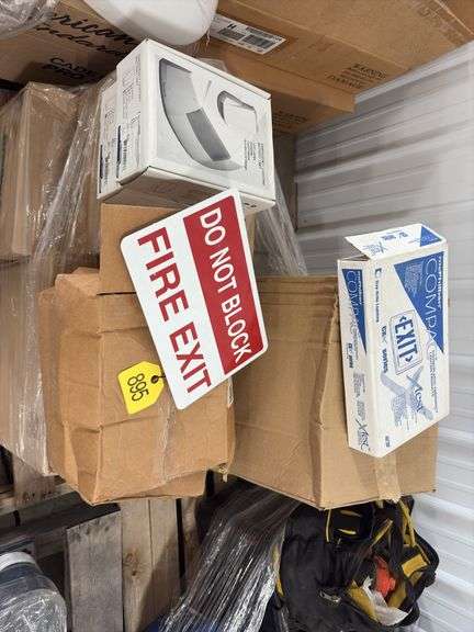 (3) Emergency Eye Wash Station; (3) Bradley Sye Wash Station; (2) Emergency Lighting Battery Unit; (2) boxes of Signs for Do not Block Fire Lane;