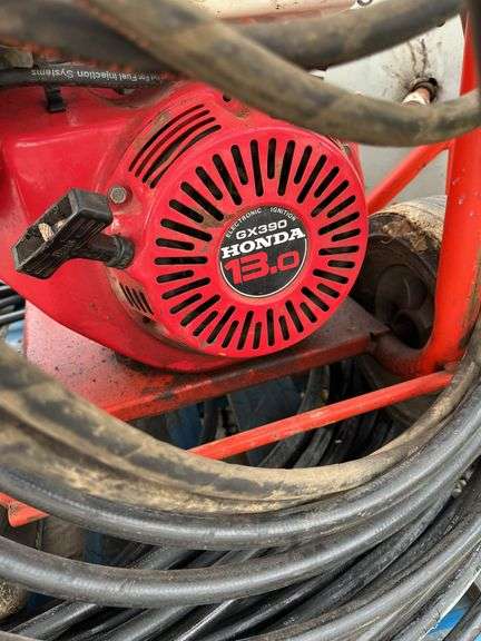 Ridgid Kollman KJ-3000 Power Washer, Honda GX390 13HP Gas Engine, At Least 50’ of Hose, Condition Unknown, (2) Hose Reels And More