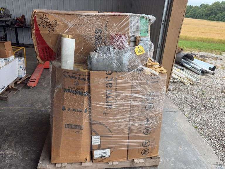 Pallet of Fiberglass Pipe Insulation, various sizes,
