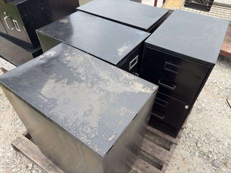 (4) 2 Drawer File Cabinets, one drawer front is damaged