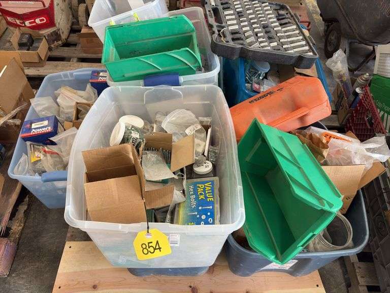 Pallet of (8) totes of screws,bolts and other fasteners