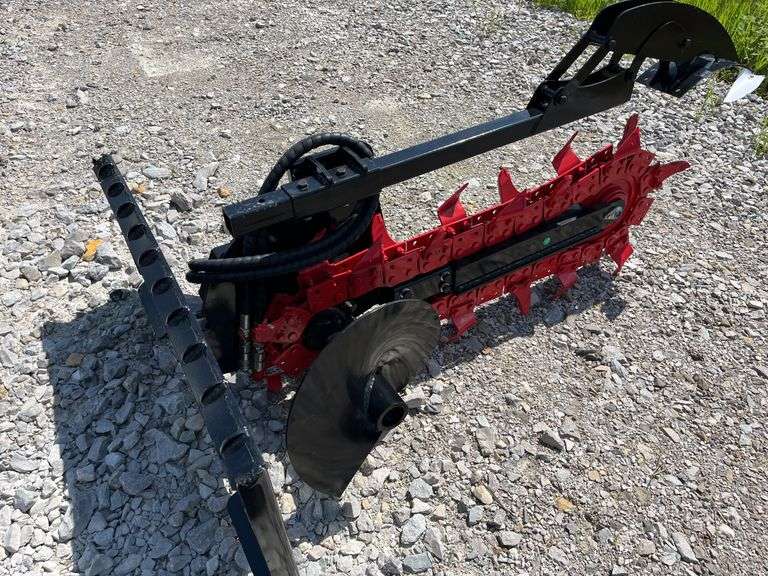 Unused GIYI Skid Steer Trencher, Model GY-TC-38, Trenching Depth 38”, Trenching Width 6”, 28 Teeth, Max Flow 57L/min