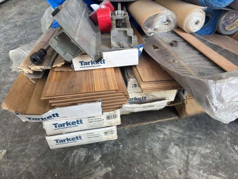 (5) Boxes Of Laminate Flooring W/ Pad & Vapor Barrier, 16”X20” Filter Frames, (2) Tile Cutters