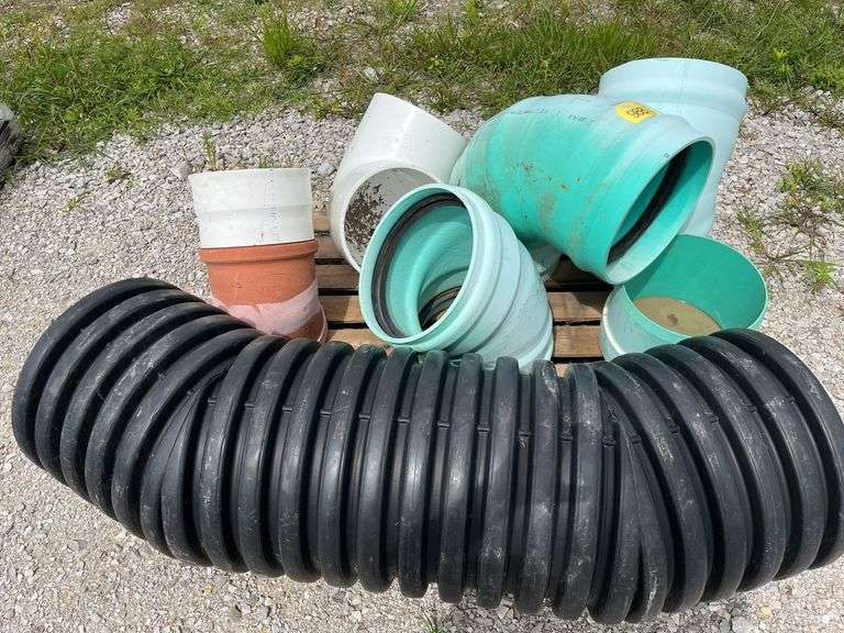 12” Sewer Pipe Elbows, (2) 45 Degrees, 90 Degrees , 11” Schedule 40 Elbow, 15” Double Wall Culvert With 30 Degrees On Each End, 4’6” Total Length, And More