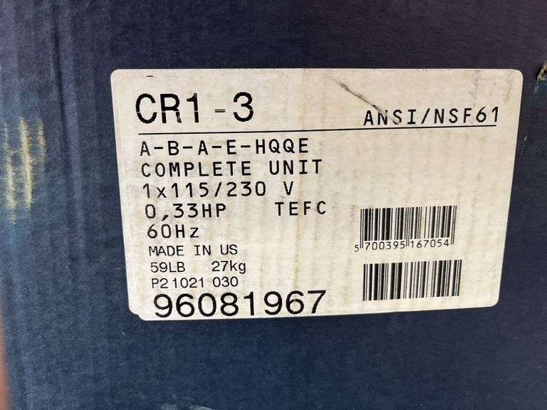 Grundfos Baldor Reliance Pump, CR1-3, A-B-A-E-HQQE Complete Unit, 1x115/230V, 0.33HP, Single Phase With Thermal