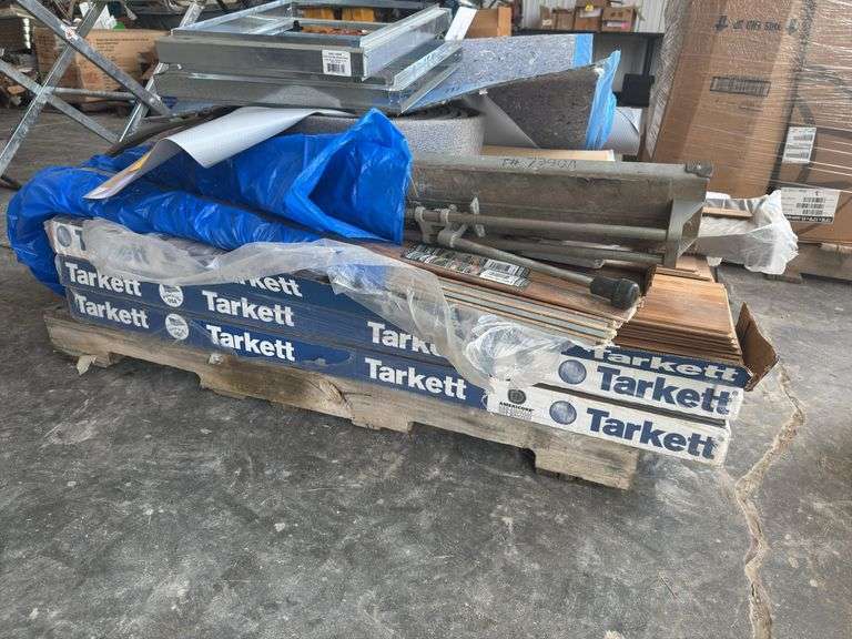 (5) Boxes Of Laminate Flooring W/ Pad & Vapor Barrier, 16”X20” Filter Frames, (2) Tile Cutters
