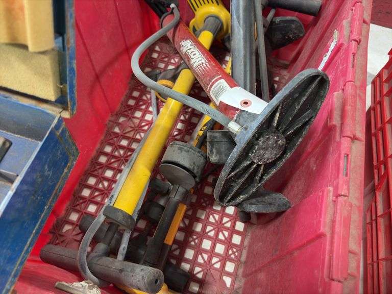 (5) Bicycle Tire Air Pumps, (5) wood boring Bits, sizes 1 1/8’’,1’’, 1 1/4’’, 1 1/2’’,