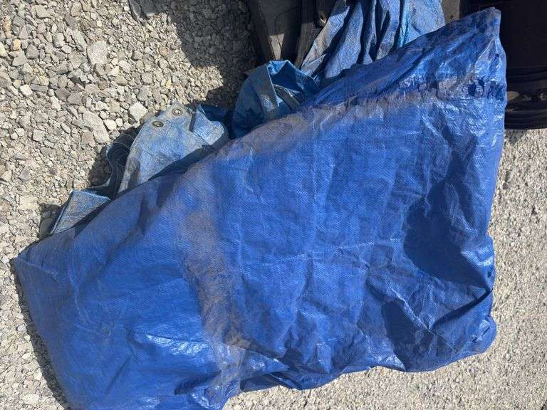 Fans, Rolls Of Plastic, (2) Poly Tarps, Box Of E-Track Wood Holder.