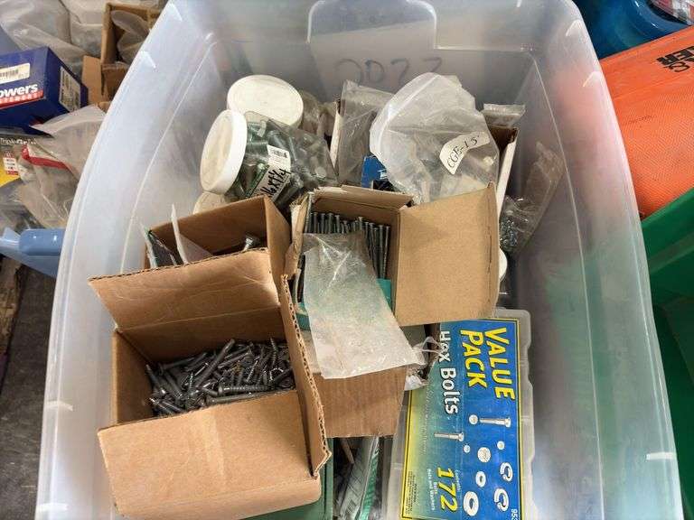 Pallet of (8) totes of screws,bolts and other fasteners