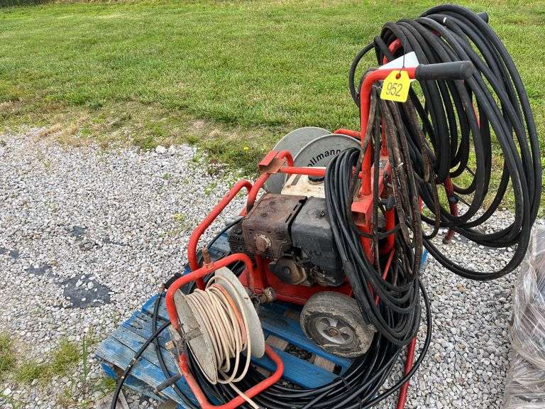 Ridgid Kollman KJ-3000 Power Washer, Honda GX390 13HP Gas Engine, At Least 50’ of Hose, Condition Unknown, (2) Hose Reels And More