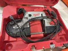Milwaukee Deep Throat Band Saw, runs, variable speed, case handle broken