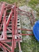 1.5 Set of Red Scaffolding, 6’ Tall x 29” Wide, 3 Cross Braces with more Braces