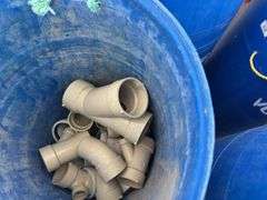 (4) Plastic Barrels Of 3” & 4” PVC Fittings.