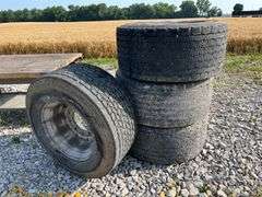 (4) Super Singles, Michelin X One XDN2, 445/50R22.5, Approx 25% Tread, With Rims