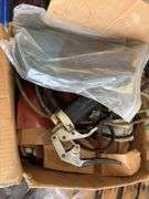 (2) rolls of 24’ x 1 1/4” flexible drain hose, Air Cleaner Media, knee pads, (3) boxes of mastic seal in coils for manholes, empty plastic screw organizer,
