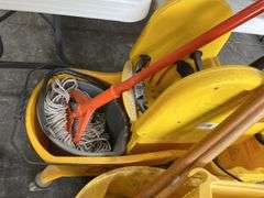 (3) Mop Buckets on wheels, (2) mops, Additional Mop Handle And Bucket