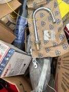 Pallet of First Aid Kits, Propane Cylinders, Boxes of Twine, Partial Roll of Small Rope, Box of Fire Extinguisher, Pump Up Sprayers, Galvanized Tum
