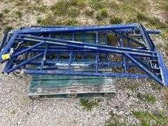 One Set of 6’ x 28” Scaffolding, Extra Upright, Blue in Color, 2 uprights with wheels, 3 Braces