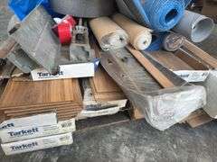 (5) Boxes Of Laminate Flooring W/ Pad & Vapor Barrier, 16”X20” Filter Frames, (2) Tile Cutters
