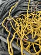 Pallet of 4 Strand Copper Wire, Heavy, Unknown Gauge, one Wire Measures 7/8” Another Measures 1 1/4” Diameter Including Insulation, Also 10Ga Extension Cord approximately 30’, 50’ 12Ga Extension Cord