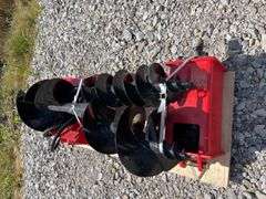 Unused MMS Miva Skid Steer Auger With 3 Bits, 8” 12” and 16” Augers, Red Universal Plate and Drive
