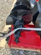 Unused MMS Miva Skid Steer Auger With 3 Bits, 8” 12” and 16” Augers, Red Universal Plate and Drive