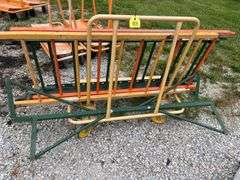 6’ Scaffolding by 24” Wide with One Set of Braces and (2) Different 6’ Uprights 29” Wide With Wheels, Included Is. A Drywall Cart