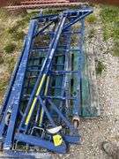 One Set of 6’ x 28” Scaffolding, Extra Upright, Blue in Color, 2 uprights with wheels, 3 Braces