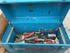 Bosch Tool Box with Hand Tools, Screwdrivers, Torpedo Level, Wrenches, Adjustable Wrench, Chalk Line, C-Clamp, 18” Bolt Cutter, File And More, (2) Truck Mirrors GM Part# 15172059, And More