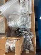 Pipe Hangers, various sizes, copper, galvanized, cast split ring hangers, plastic storage compartments, unistrut pipe clamps,