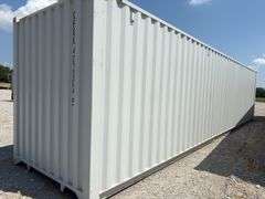 40’ AGT 4 Side Doors and 1 Back Door Container, 40' long x 8' wide,
1 ea. Back Doors measures 102" tall X 92" wide,
4 ea. Side Doors measures 98" tall X 92" wide,
inside dimension 89” wide,
Tie down anchors on inside of container,
Minor floor scratches on inside, minor damage on left side at bottom at rear of container,
All doors have weatherstripping,
1 time use,
Has vents on side walls, damage weatherstripping on front left door,
Container # CFGU403704 5