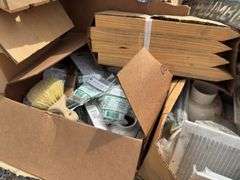 Pallet Of Plumbing Supplies, Toilet Seat , Ice Maker Water Filters, Water Shut Off Valves, 3” PVC Floor Drains, Rain Suits, Aluminum Under Bed Tool Box 18”X 20”X24” And More.