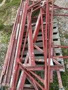 1.5 Set of Red Scaffolding, 6’ Tall x 29” Wide, 3 Cross Braces with more Braces