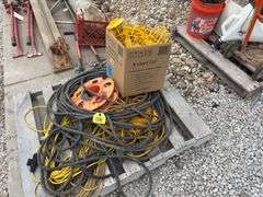 (1) Light Stringer Cord; (4) 50’ ext cord; (1) Heavy Duty MSHA 10awg 3/c extension cord, box of light bulb guards,