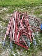 1.5 Set of Red Scaffolding, 6’ Tall x 29” Wide, 3 Cross Braces with more Braces