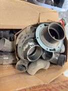 Pallet of various ABS Fittings, plastic tote of gas line, flexible stranded water supply line, Hilti Epoxy Caulk gun,