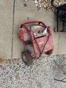 Porter Cable 150psi Air Compressor on wheels, 2 hose connections, does run, no air hose with it,