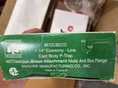 (98+-) 1.25” Cast Body P-Trap With Cleanout Brass Attachment Nuts And Box Flange, (3) 1.25” x 17GA. Semi-Cast Grid Wheel Chair P.O. Plug