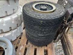 Various Tires, Solid And Pneumatic, (4) 6.50 -106.50-10 Solid (No Rim), 4.80-12 W/Rim, 18X 8.5 Golf Cart Tires.