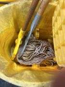 (3) Mop Buckets on wheels, (2) mops, Additional Mop Handle And Bucket