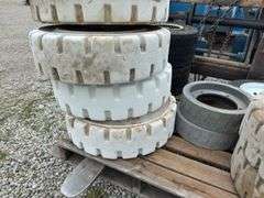 Various Tires, Solid And Pneumatic, (4) 6.50 -106.50-10 Solid (No Rim), 4.80-12 W/Rim, 18X 8.5 Golf Cart Tires.