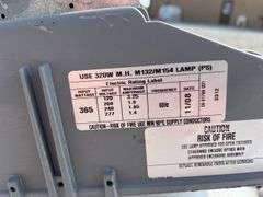(3) Overhead Shed Lights With 4 Wheel Cart, Use 320W M.H. M132/M154 Lamp, With Hook To Hang