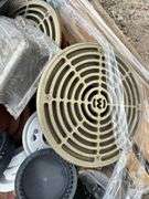 Pallet of Floor Drains, Round and Square, Plastic, Aluminum, Metal