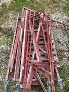 1.5 Set of Red Scaffolding, 6’ Tall x 29” Wide, 3 Cross Braces with more Braces