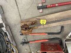 (2) Manual Rebar Cutters; (1) Rebar Bender; (2) Trailer sway bars; Aluminum Brick Template Roller for Concrete, no handles;