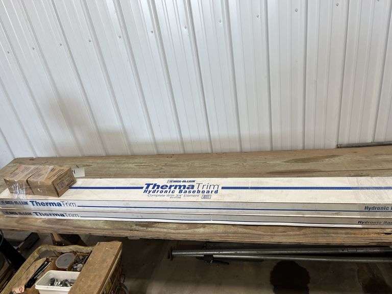 ThermaTrim Hydronic Baseboard Complete With 3/4” Element, 2 Sealed Boxes, 8’ Long, Box Each of Left Hand and Right Hand 4” End Cap Hinged