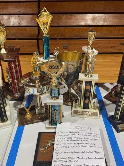 2002 8th Grade Boys 2nd Place 4th Annual Shelbyville Junior High Track Invitational, 2003 2nd Place WYSE Division 700 LLCC, 1971-1972 Wrestling Team Champions, 1997 HJHS Fall Hoop Classic Sportsmanship Trophy, No Date Highest Honors in Commercial Contest, 1981 2nd Place Class AA West Central Illinois Marching Band Association, 2007 3rd Place Gold Marquette Catholic Blast off