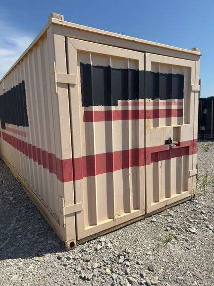 20’ Used Construction Storage Trailer, Doors On Each End, Full Width And Full Height Of The Container, Concealed Pad Lock Latches. Shelving Included. Floor Has Some Deterioration By Entry Doors