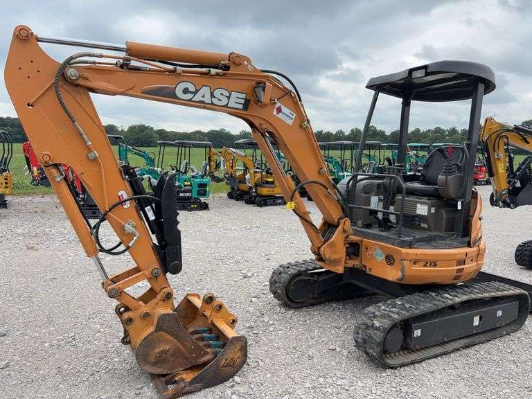 Case CX36B Mini Excavator, 698.6 hours, 12” Wide Rubber Tracks, 67” wide Blade, 36” Smooth Bucket, 18” Toothed Bucket, Pilot Controls, Hydraulic Thumb, Yanmar Diesel Engine Model #3TNV88-BPYB, 28 hp., Service at 671.9 hrs., Dent on Front and Side, 8,000 lb, 10’ Digging Depth,